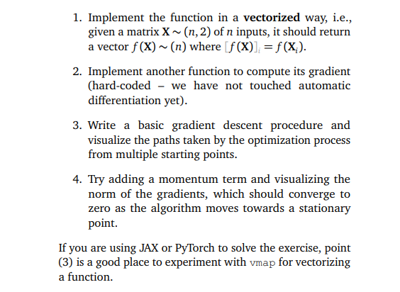 Exercícios do primeiro capítulo especificando a implementação de um algoritmo de gradient descent